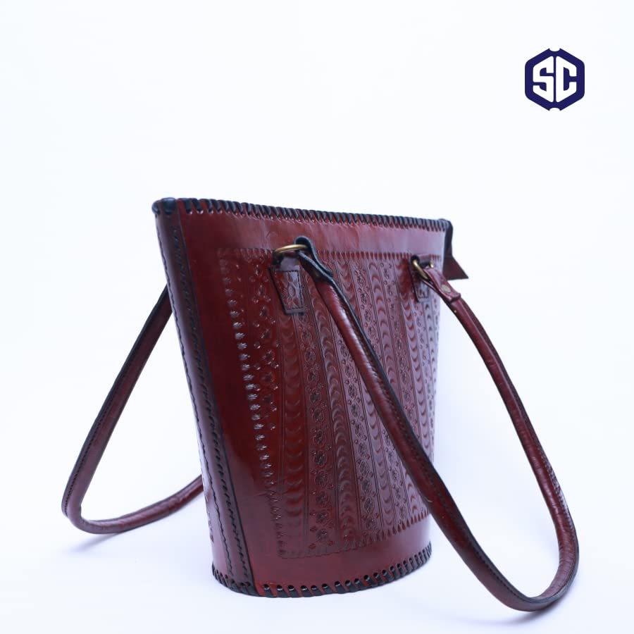 Leather Backpack, Leather Tote Bag Hand Made | Artistry Bag | Made In India(wine Color)