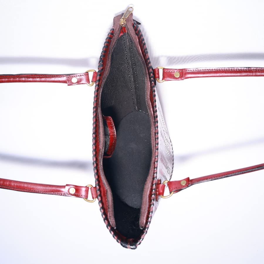 Leather Backpack, Leather Tote Bag Hand Made | Artistry Bag | Made In India(wine Color)