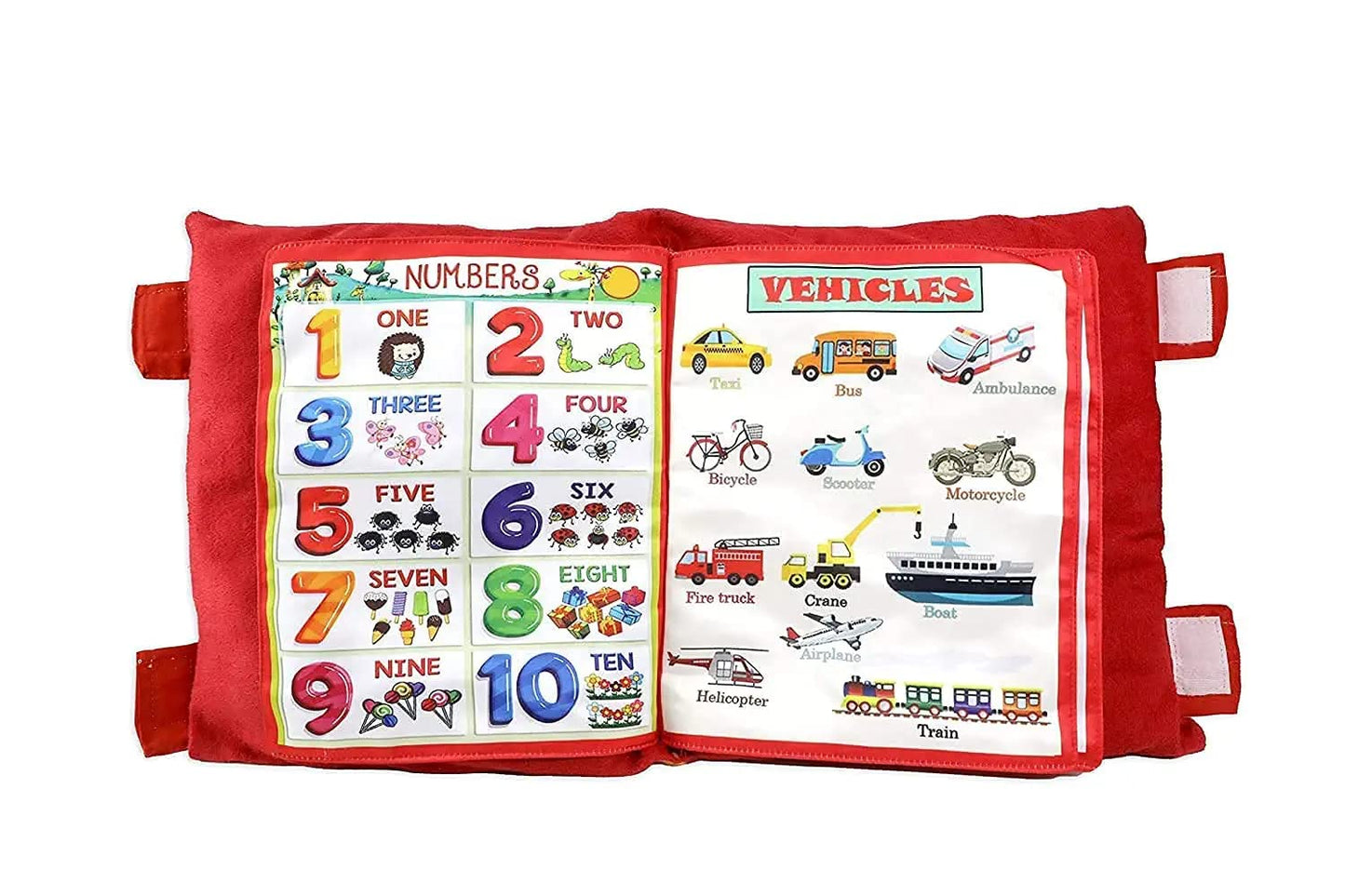 Kids Learning Cushion Book, Velvet Soft Cushion, 12 Things To Learn , Nursery Book Cushion Pillow