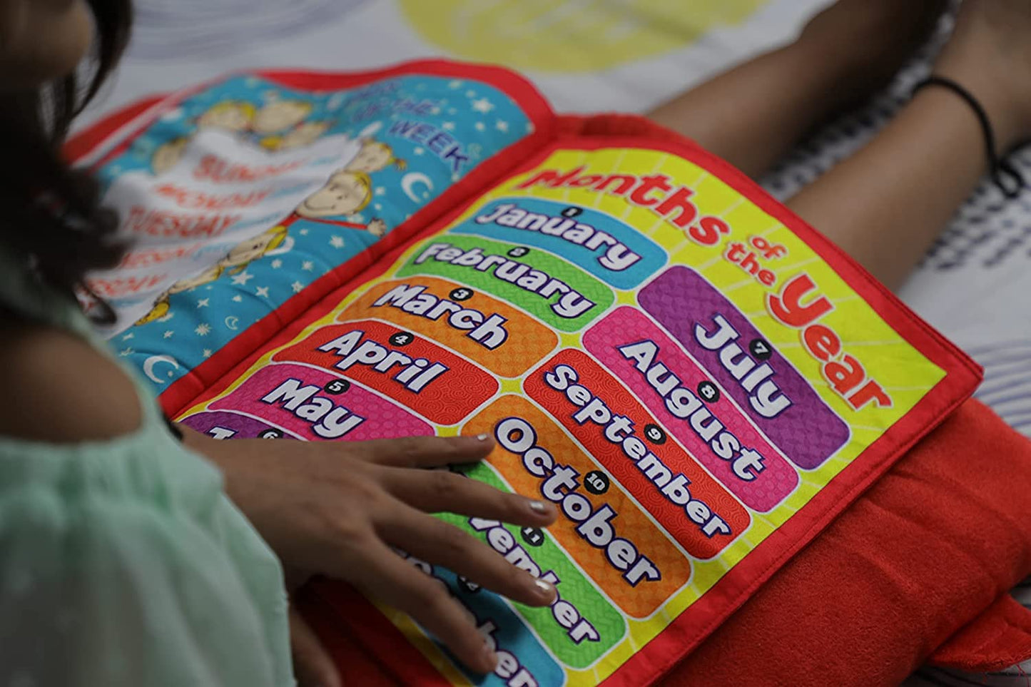 Kids Learning Cushion Book, Velvet Soft Cushion, 12 Things To Learn , Nursery Book Cushion Pillow