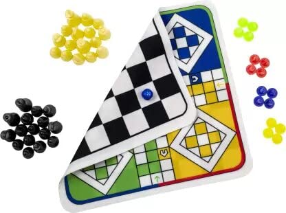 Travel Board Game, Chess Snake Ladders, Premium Clothes Finish Reversible Game Set, Travel Entertainment Game Set
