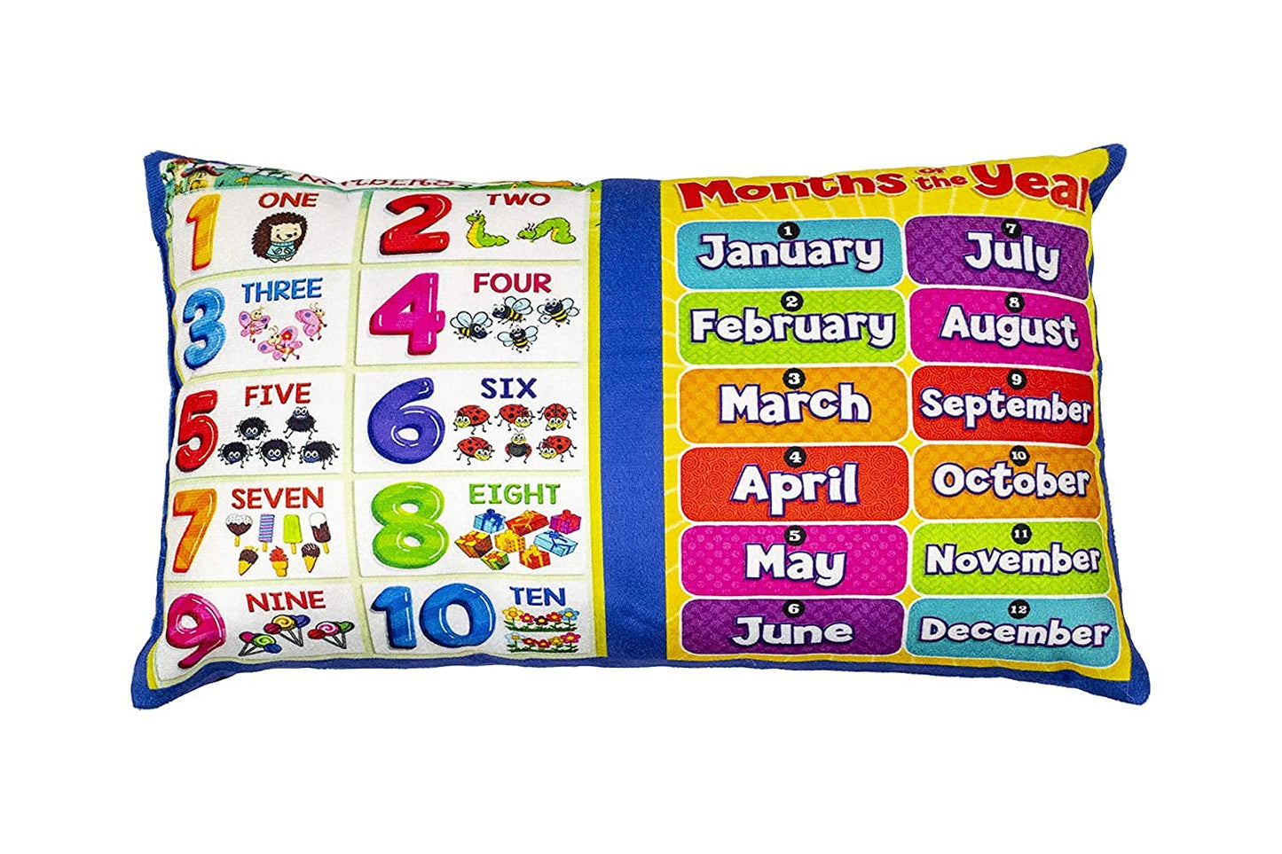 Kids Learning Pillow Cum Book English, Alphabets, Numbers, Vegetable, Body Parts, Printed Velvet Learning Pillow