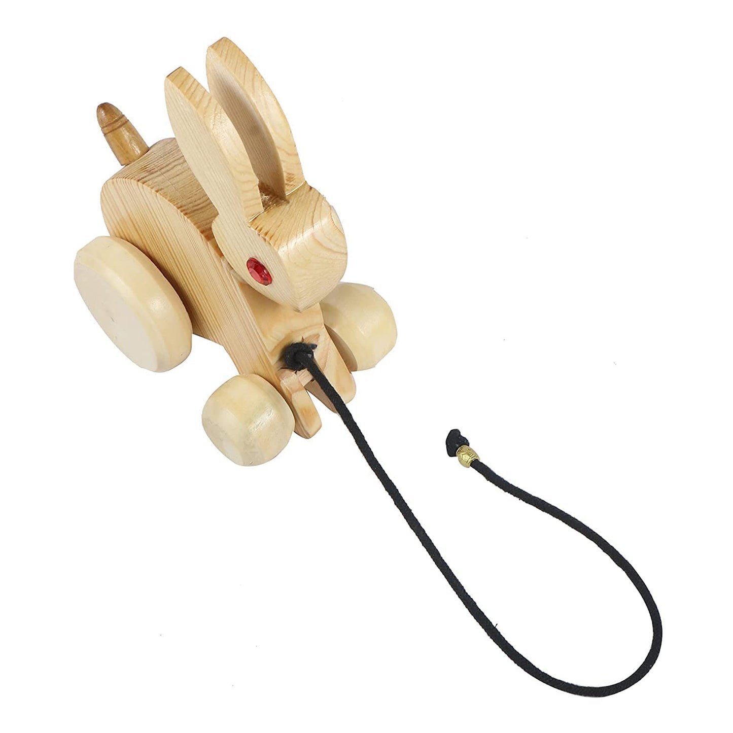 Toys Pull Along Toy, Wooden Rabbit, Push Along Toys, Toys, Natural Wood Color Develop Hand-Eye Coordination