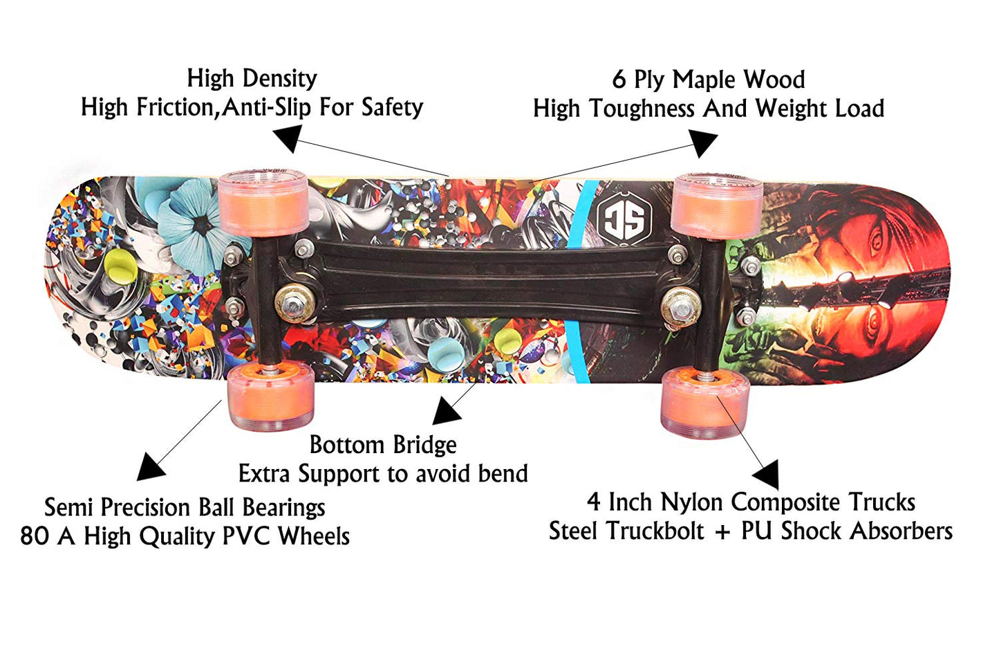 Skateboard For Kids -skating Board- Specially Designed With Grip Tape And Length Of 27" X 6.5"cm Width