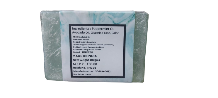 Best Bar Soap, Bubble Bath Soap, Natural Bar Soap, Herbal Soap Peppermint With Avocado Soap-100g