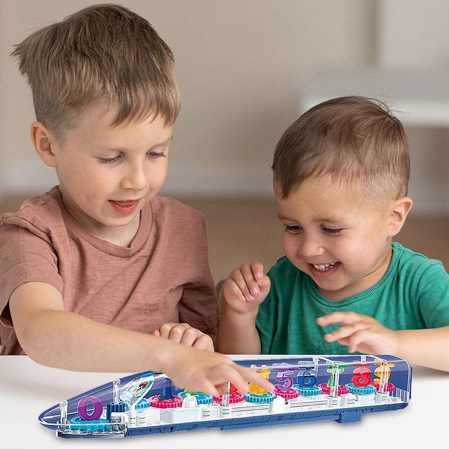 Train Toys For Kids, Train Game, Big Transparent Bump And Go Train With 3D Lightning