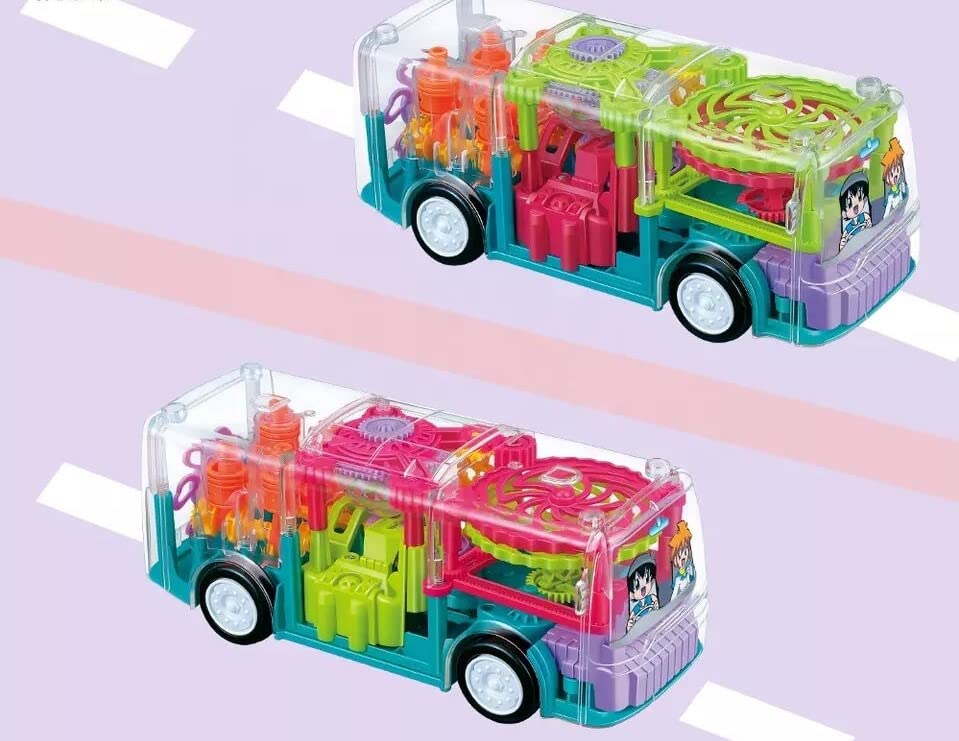Barbie Bus, Bus Toy For Kids, Electric Mechanical Gear Race Bus With Colorful Light, Red Bus Toy