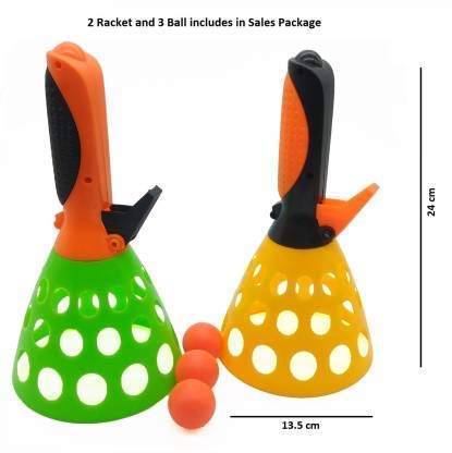 Plastic Click And Catch Twin Ball Indoor & Outdoor Game Toy Set For Boys & Girls