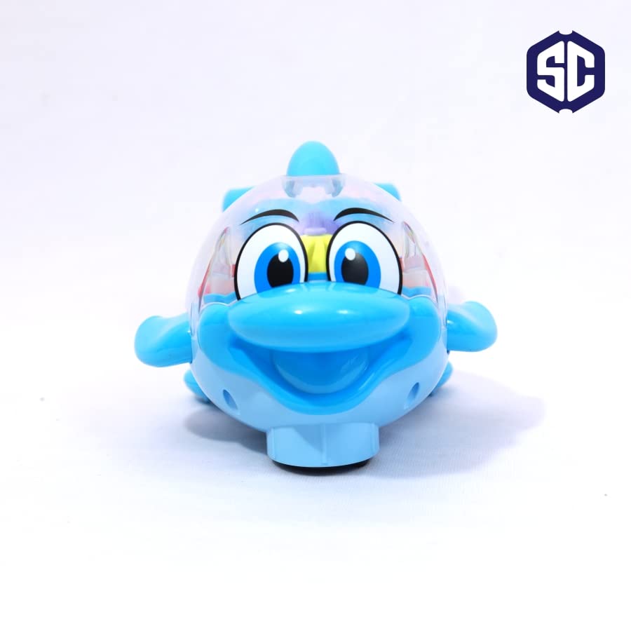 Pink Dolphin Toy, 3d Dolphin Toy 360 Degree Rotation, Gear Simulation Mechanical Dolphin Soft Toy With Sound And Light Toy