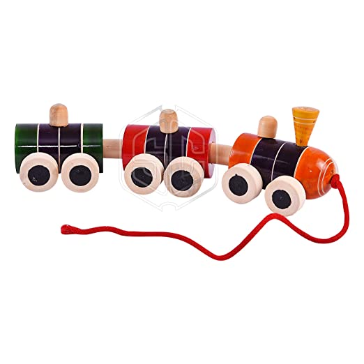 Wooden Train, Train Set, Wooden Push Along Toy Train Set - Made In India