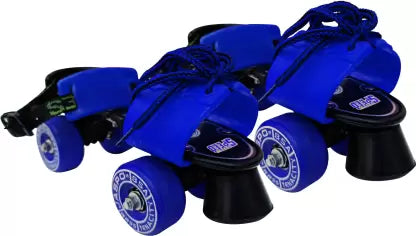 Jaspo Tenacity Lite Rubber Wheel Adjustable Quad Roller Skate (6-14 years) Quad Roller Skates - Size 1-8 UK  (Blue)