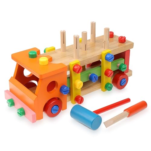 Smartcraft Kids Construction Vehicle Toy, Wooden Hammer and Ball Toys, STEM Development, Funny Learning Toy for Toddlers | Birthday Gifts for Kids (Multicolor)