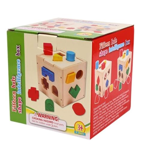 Smartcraft Wooden Toy, Blocks Shape Sorter Toys, Activity Educational Toys for Kids with 15 Hole Wooden Matching Inteligence Box