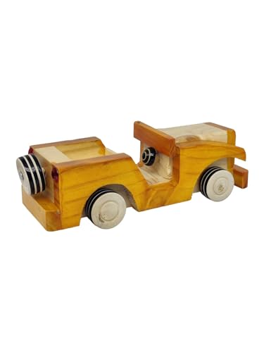 Smartcraft Wooden Jeep Showpiece for Kids Toy Home Decoration Functional Gift Handcarved Wooden Jeep Toy Perfect Home Decor Showpiece