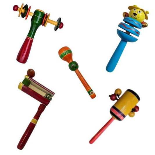 Wooden Rattles Toys, Develops Sensory Skill, Rattles Toy Set of 5 pcs