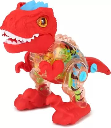 Mechanical Gear Dinosaur Walking, Flashing Lights and Roaring Sounds DIY Assembly Dinosaur Toy