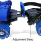 Jaspo Racer Adjustable Rubber Wheel Skates for Senior (6-14 years) Quad Roller Skates - Size 1-8 UK  (Blue)