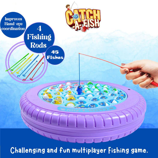 Smartcraft Fish Catching Game with Big Round Pond & Fish 4 Catching Sticks for Kids