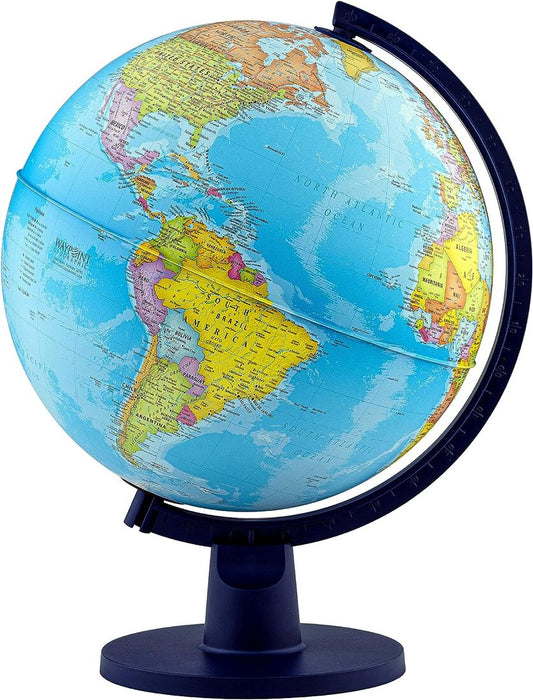 Smartcraft World Globe with Stand Desk Decorative Globe for Students & Geography Teachers, 360° Horizontal Rotation, World Globe Map with Clear Text Markings, Blue