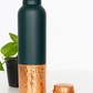 Smartcraft Pure Copper Water Bottle 950ml – Bottom Hammered, Green Silk Finish | Durable & Rust-Proof Tamba Bottle for Office & Daily Use
