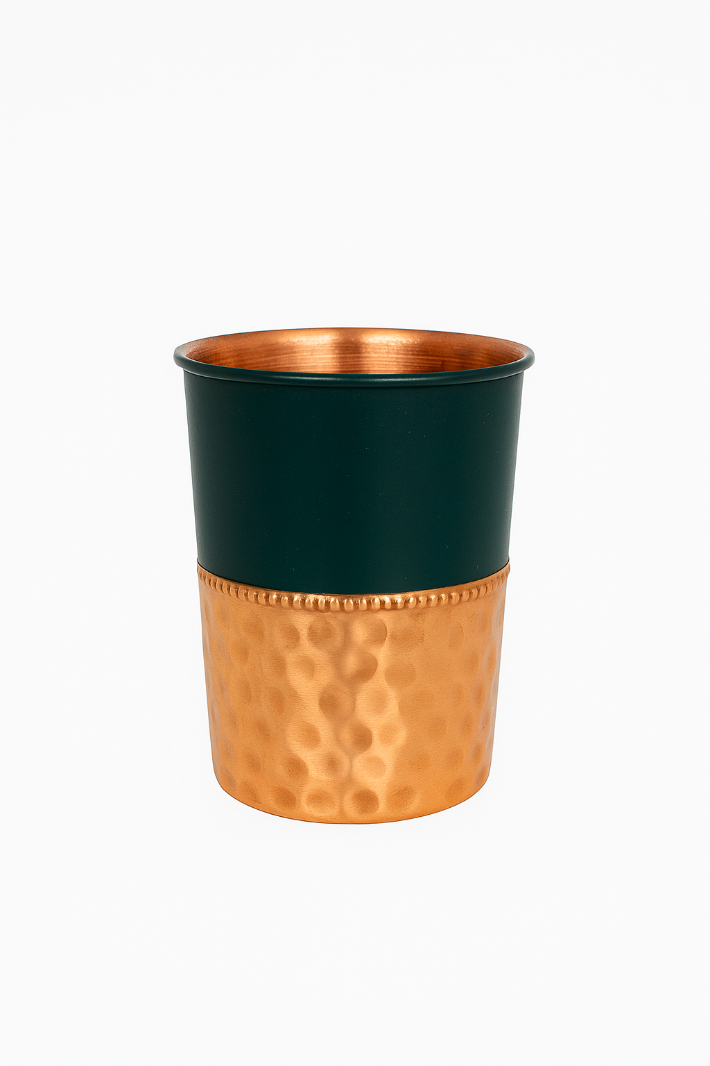 Smartcraft Pure Copper Water Bottle 950ml – Bottom Hammered, Green Silk Finish | Durable & Rust-Proof Tamba Bottle for Office & Daily Use