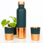 Smartcraft Pure Copper Water Bottle 950ml – Bottom Hammered, Green Silk Finish | Durable & Rust-Proof Tamba Bottle for Office & Daily Use