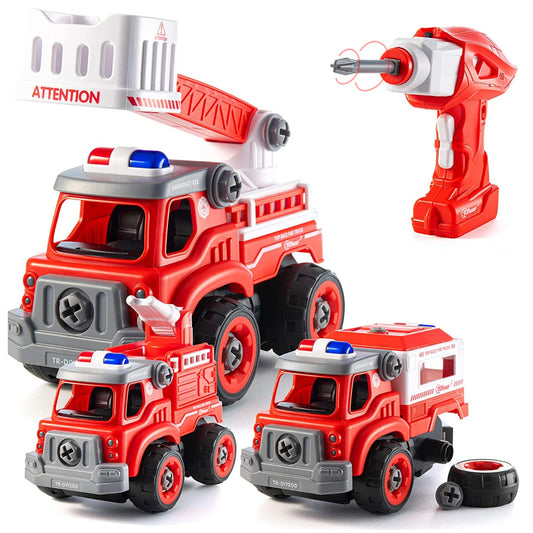 Fire Engine Toy, Assembly Toys Friction Truck Fire Ladder Truck, Monster Truck Toys