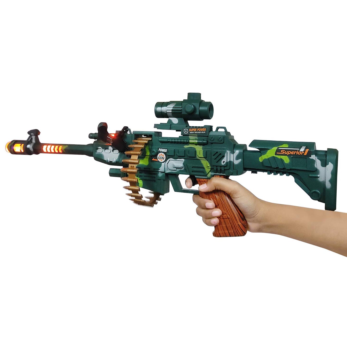 Machine Gun With Lights, Machine Gun With Scope Stand And Carrying Strap Flashing Lights, Sounds And Unique Revolving Rounds For Kids Guns & Darts