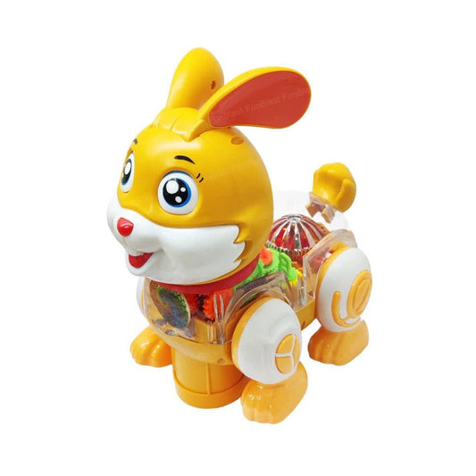 Musical Transparent Gear Rabbit Toy, Toys with Flashing Light & Sound, Bunny Toys, Rabbit Chew Toys