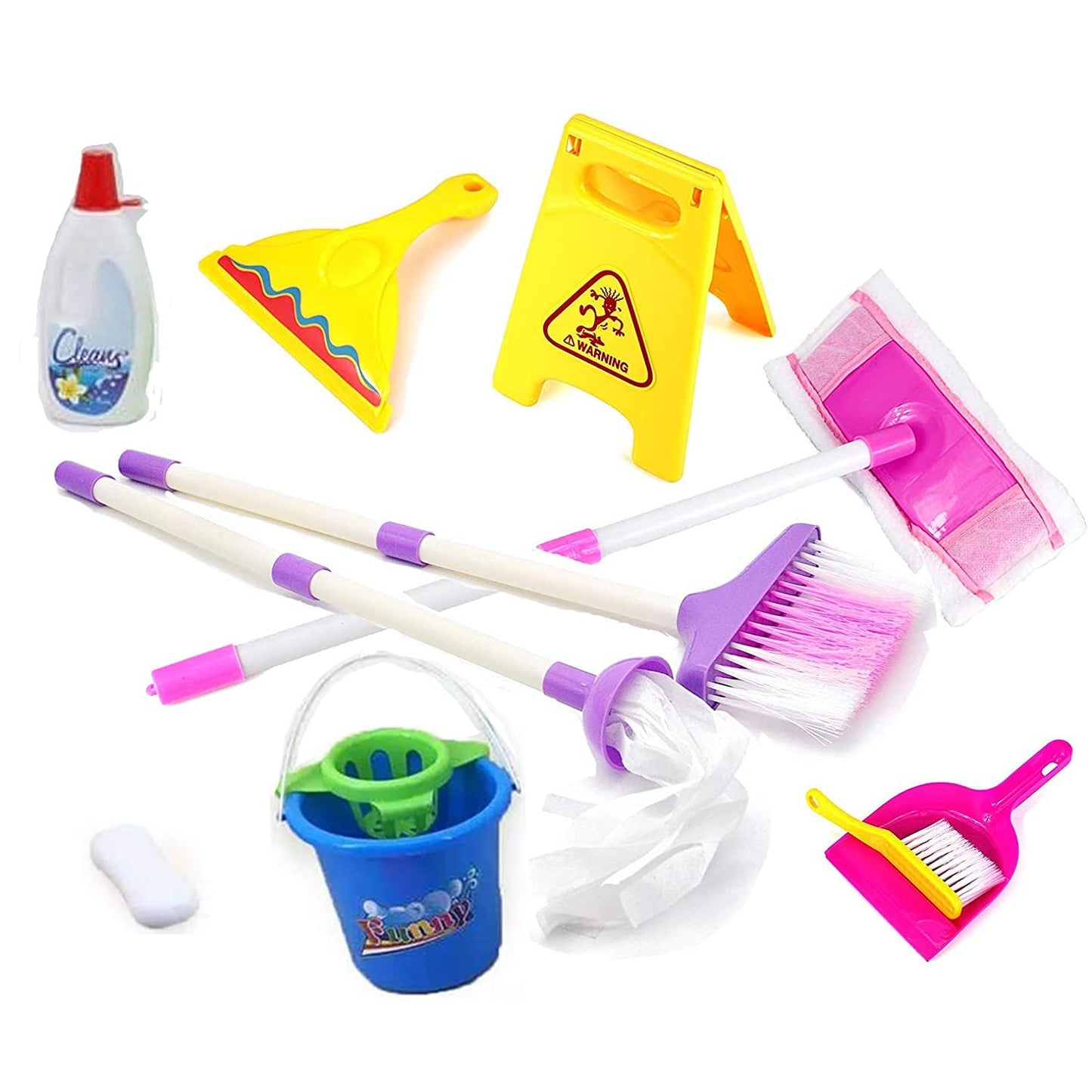 Toy Cleaning Set, Broom Set, Mop Bucket Set, Toy Broom Set, (11 Pcs)