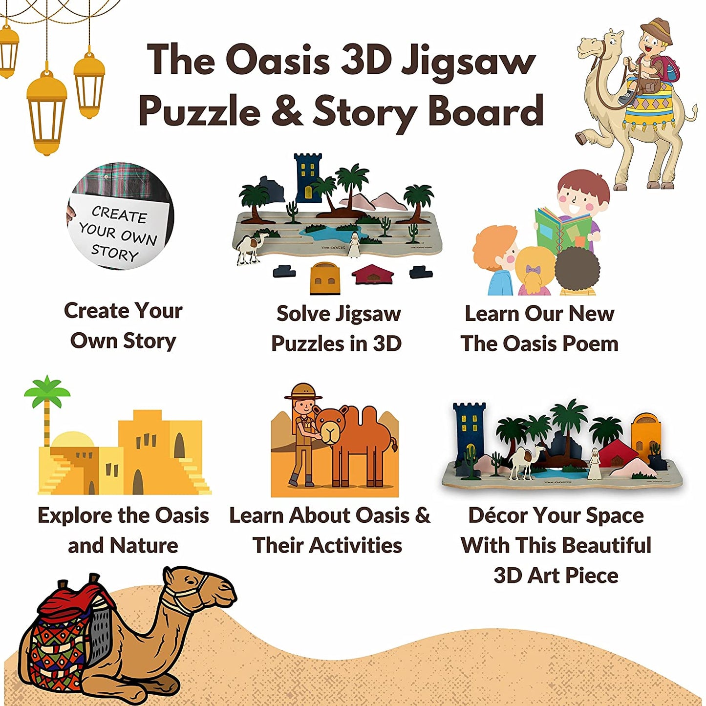 Oasis Wooden Theme Board 3d Jigsaw Puzzle Create Your Own Story Educational Montessori Unique And Creative Play Toy Kit