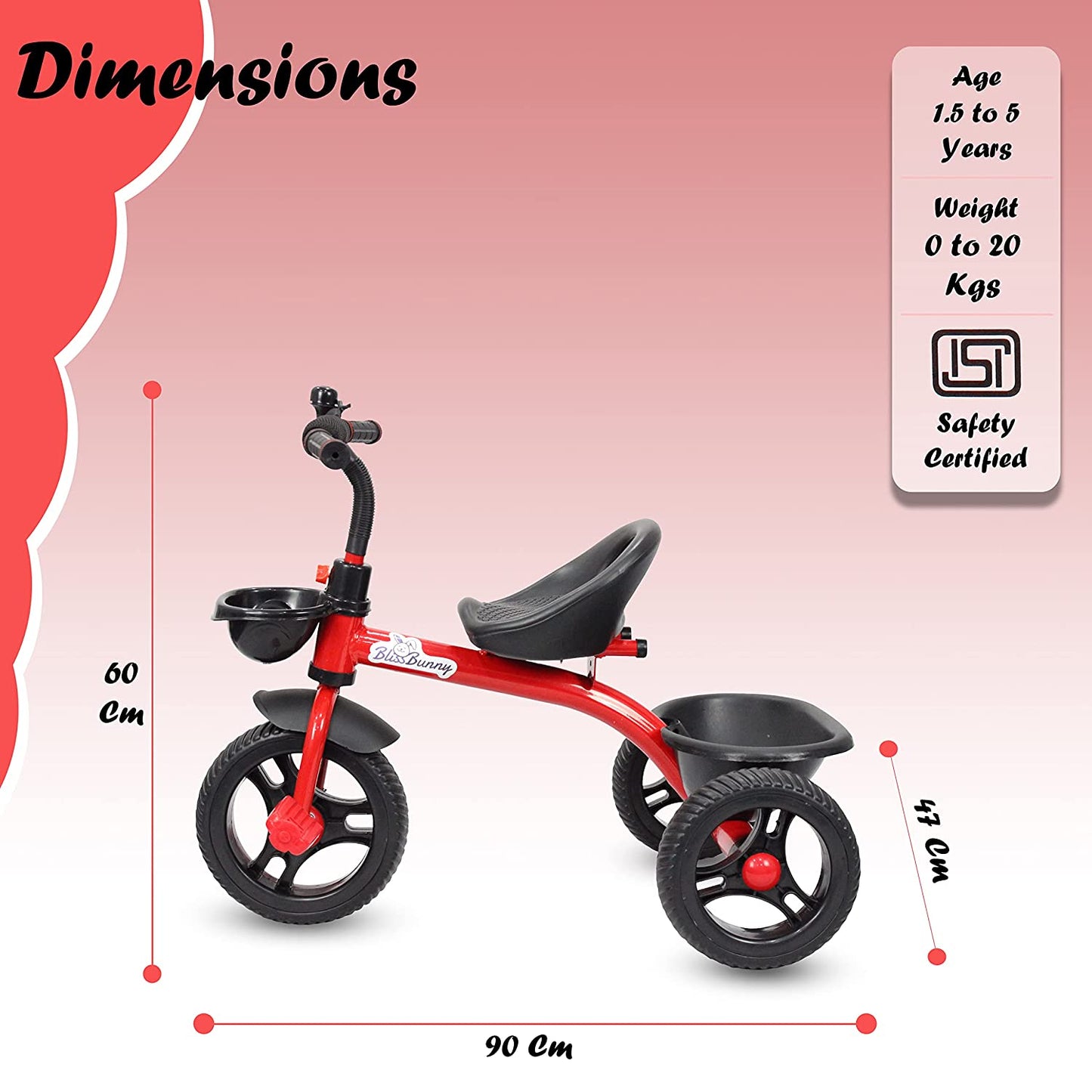 Trike Bike, Push Trike, Cycle-Super Duper Cool Tricycle For Your Toddler ( 3 to 6 Years) (Black, Red)