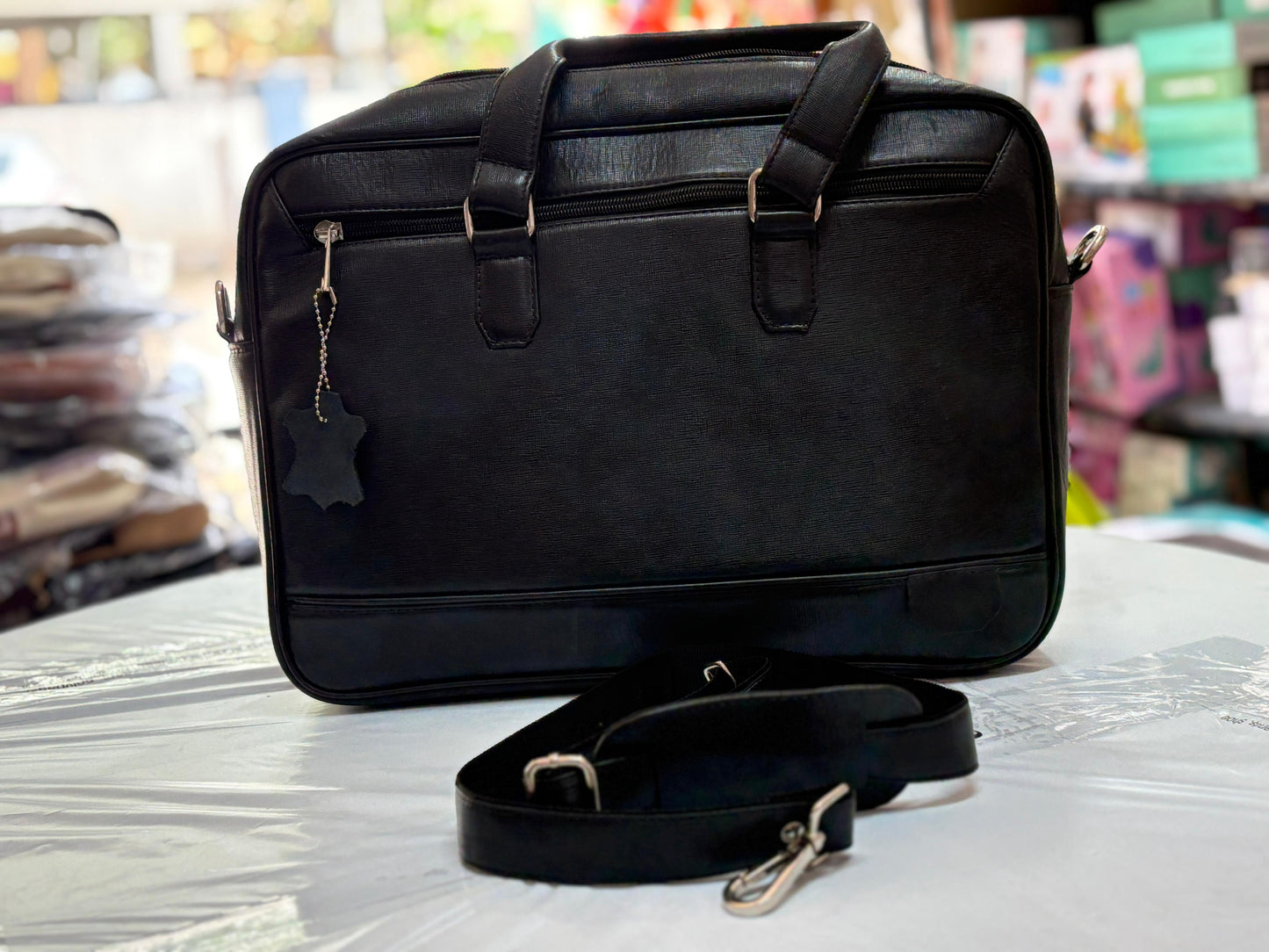 Smartcraft Laptop shoulder premium leather bag -Laptop and Tablet Sleeve, Detachable Strap,Office laptop Bag For Men and Women