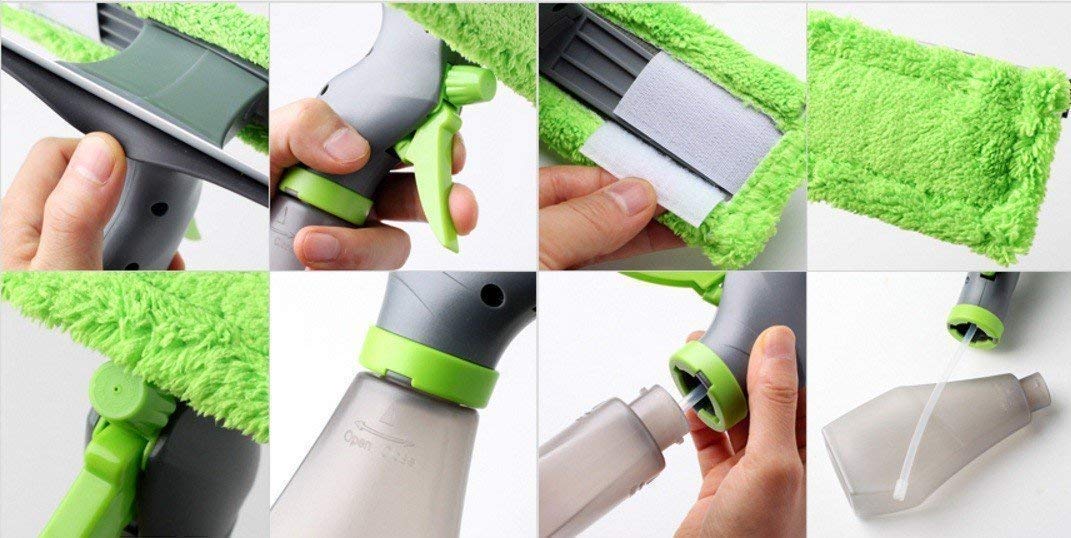 Window Cleaning Kit, Cleaning Set Easy Glass Spray, Cleaning Brush Wiper Cleaner For Car Window, Mirror,  Floor,