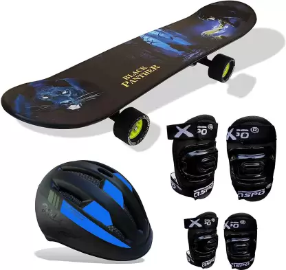 Jaspo Dragon Fire Intact Medium Skateboard Combo (24*6") (Skateboard+helmet+elbow+knee+ ( For age group 7 years and above) Skating Kit