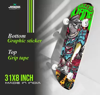 Jaspo Try-Out Practice Indian Maple Double Kick Concave (Killer Clown) 31 inch x 8 inch Skateboard  (Multicolor, Pack of 1)