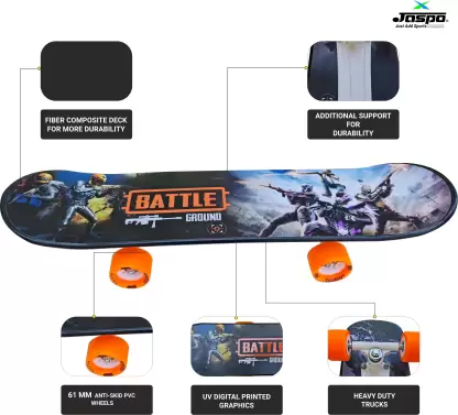 Jaspo Turbo 26"x 6.25" Inches Fiber Beginner Skateboard for 8 yrs & Above (Battleground) 6.6 inch x 27.6 inch Skateboard  (Multicolor, Pack of 1)
