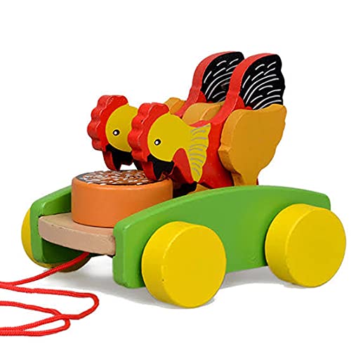 Pull-Along Toys, Wooden Drum Musical Push Along Toys, Baby Early Walking Pull Toy, Rope Toy For Babies