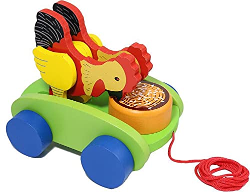 Pull-Along Toys, Wooden Drum Musical Push Along Toys, Baby Early Walking Pull Toy, Rope Toy For Babies