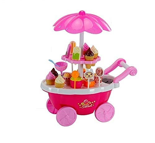 Ice Cream Cart Toys For Kids, Play Cart Set Toy With Lights And Music