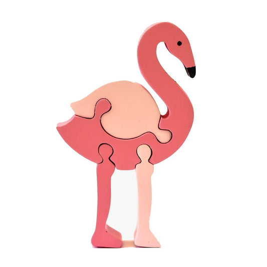 Wooden Animal Puzzle, Flamingo puzzle, Learning, Fun Activity for Your Kids, Wooden Toys