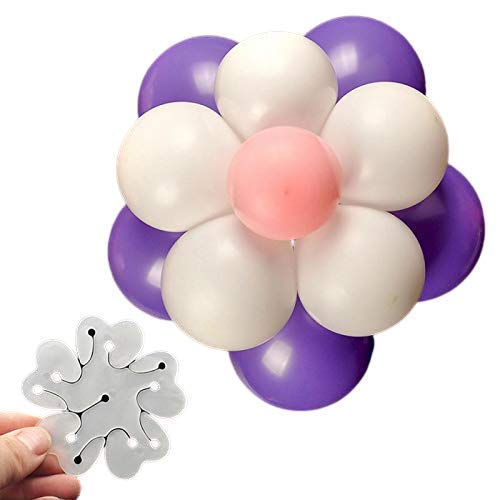 Balloon Holder with Plastic Clips | Balloon Clips in Shape of Flower | Best for Event Decorations like Wedding, Birthday and more | Pack of 6 in White Color