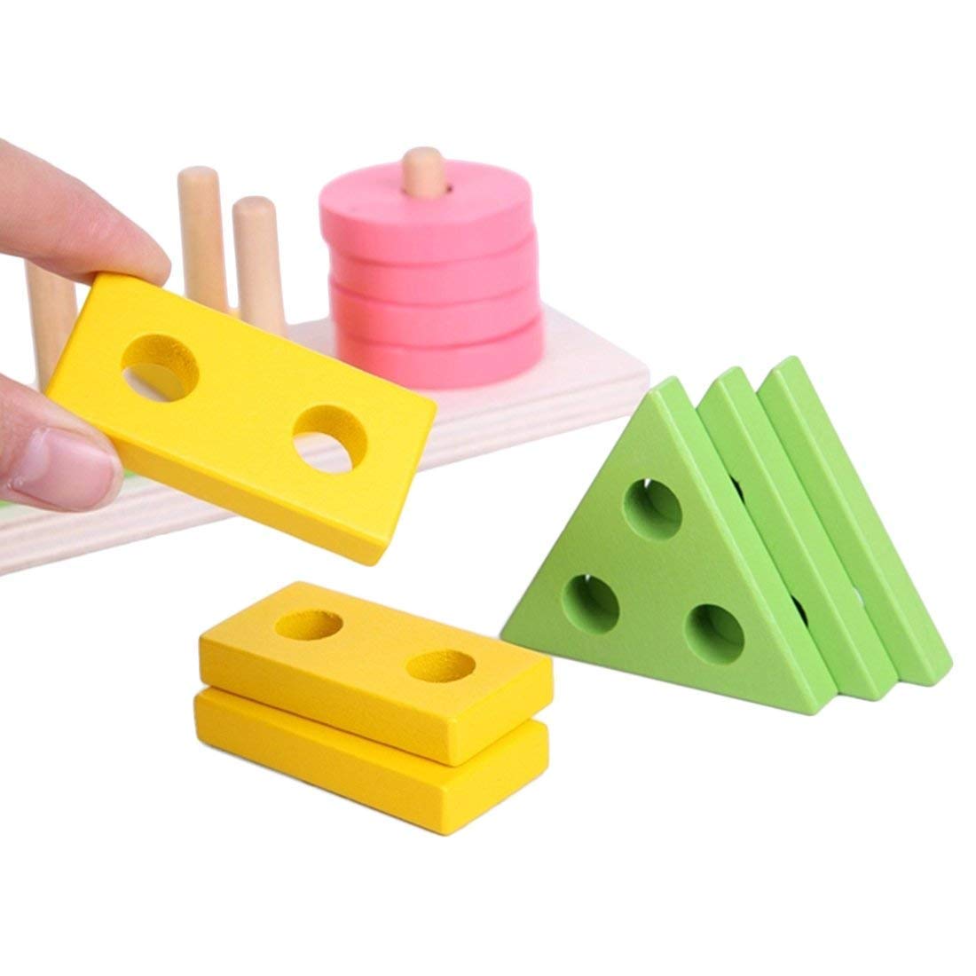 Toy Blocks Wooden, Building Blocks Building Blocks Toys Jumbo Blocks  5 Columns with 20 Pieces