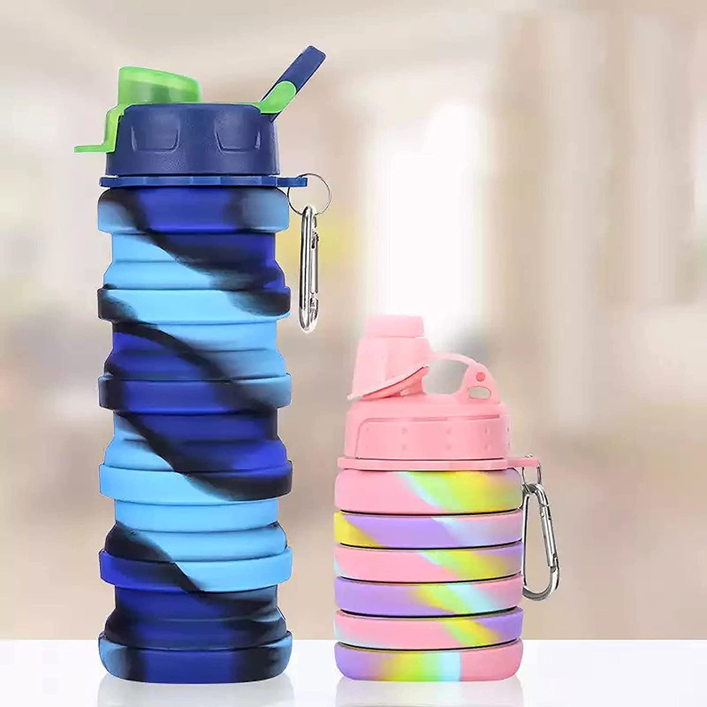 Collapsible Water Bottle, Bpa Free Silicone Foldable Water Bottles, Gym Camping Hiking, Portable Leak Proof Sports Water Bottle