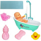 Baby Doll Bath time Set, Real Bathtub with Detachable Shower Spray and Accessories for Kids Pretend Play