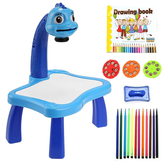 Study Table For Kids, 3 In 1 Kids Painting Drawing Activity Kit Table (blue) Projector Table