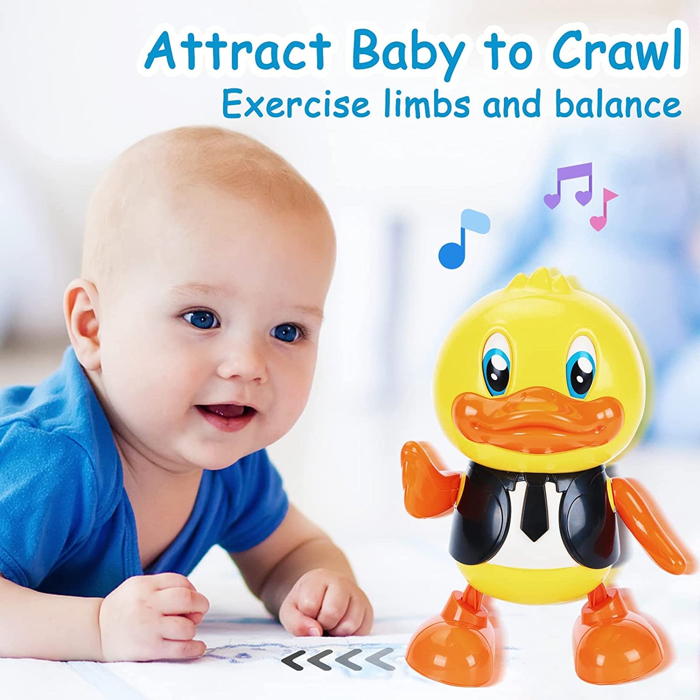 Baby Musical Toys, Crawling Toy, With Music And Led Lights, Walking Toy, Educational Tummy Time Duck Toy