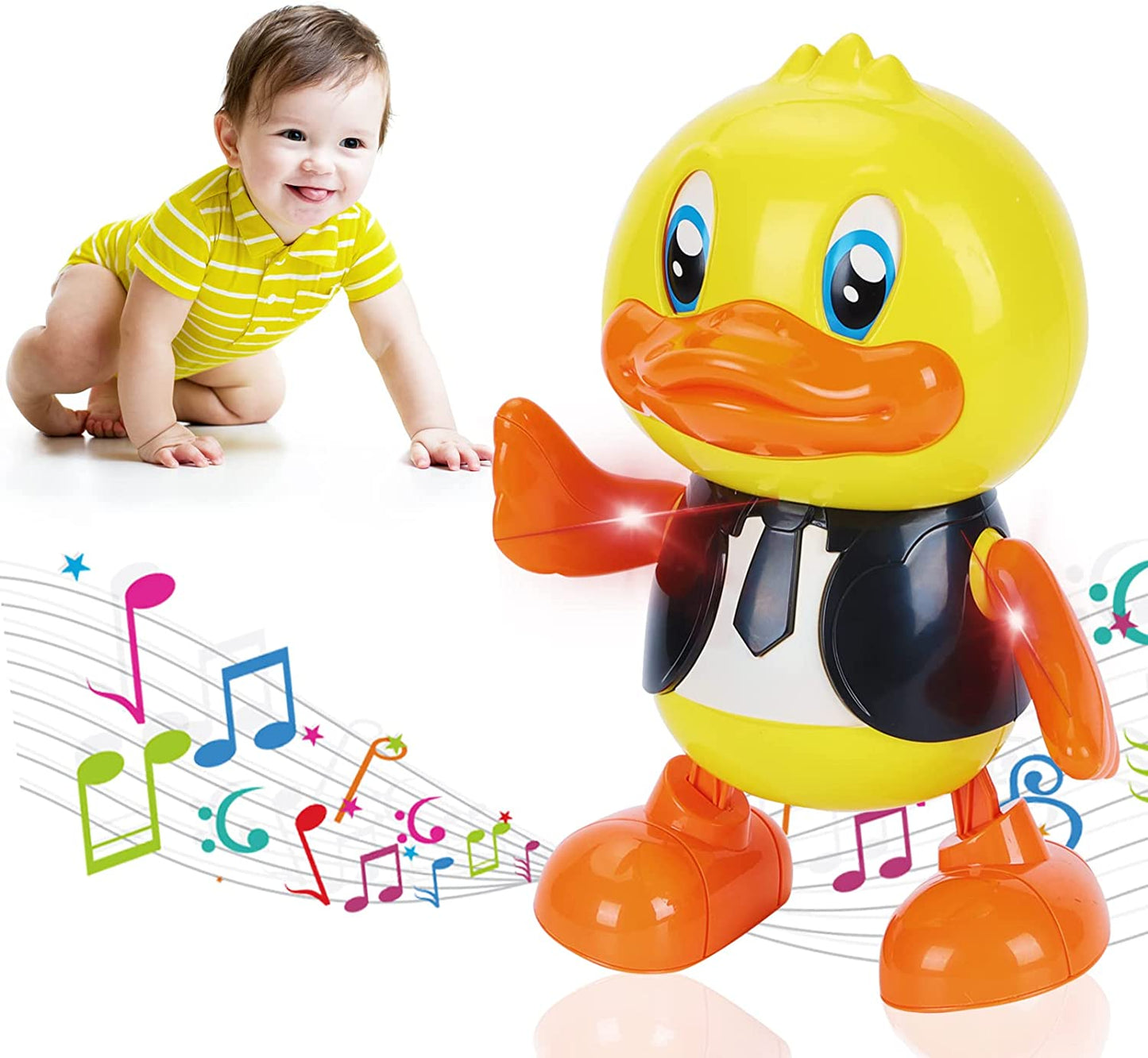 Baby Musical Toys, Crawling Toy, With Music And Led Lights, Walking Toy, Educational Tummy Time Duck Toy