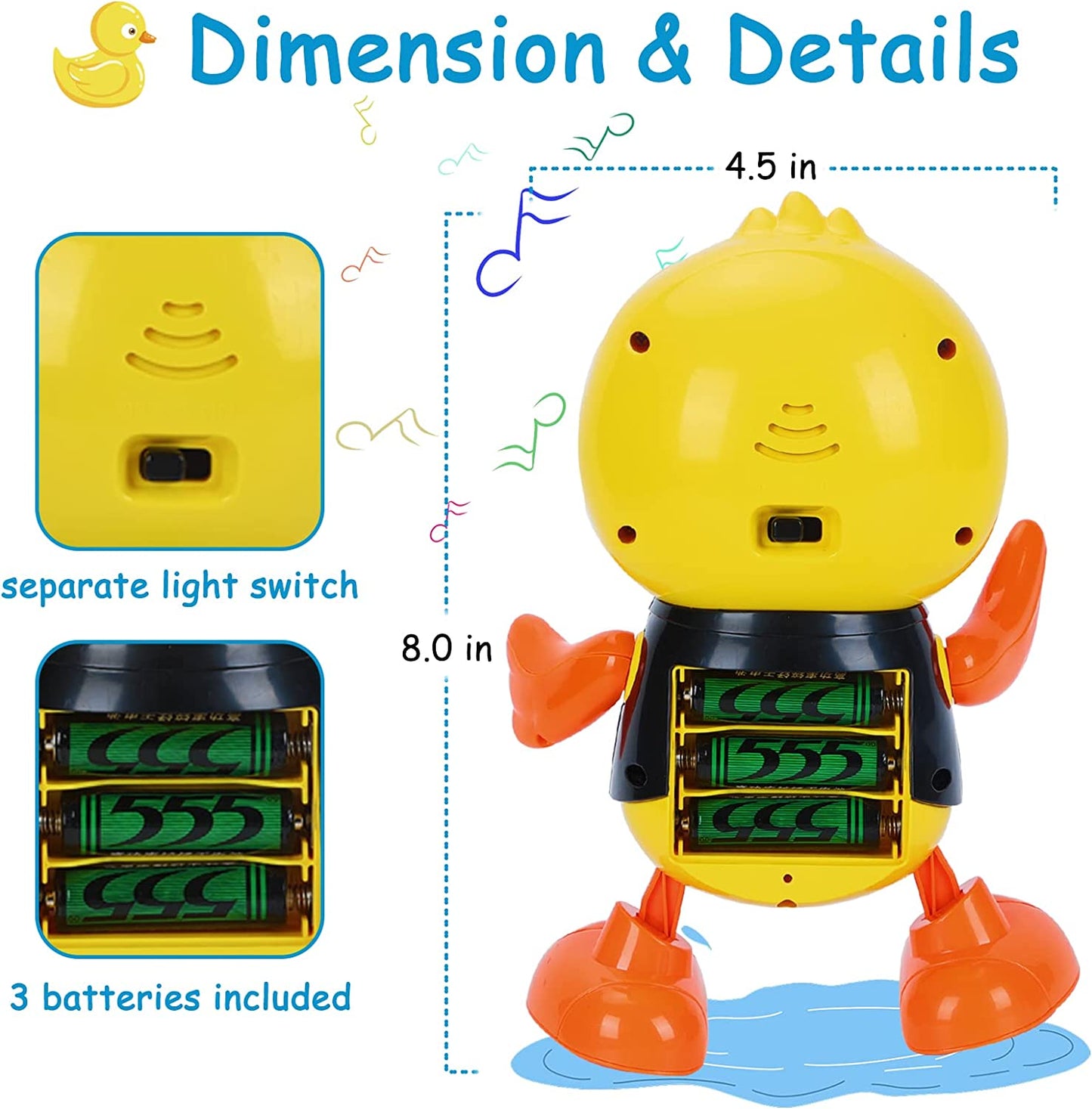 Baby Musical Toys, Crawling Toy, With Music And Led Lights, Walking Toy, Educational Tummy Time Duck Toy