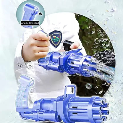 Bubble Machine Gun, Gatling Bubble Machine, Automatic Bubble Gun, 8-holes Electric Bubble Maker With 1 Solution, Pack Of 1